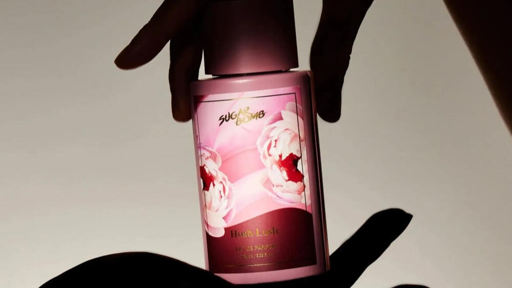 SugarBomb Hush Lush Eau De Parfum bottle, available at our perfume store in Singapore.
