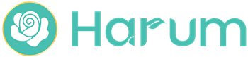 Harum logo with a rose design in the corner