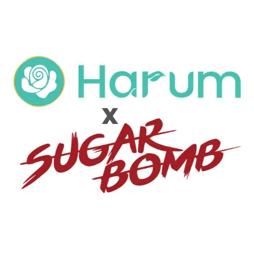 Harum x SugarBomb brand logo collaboration.